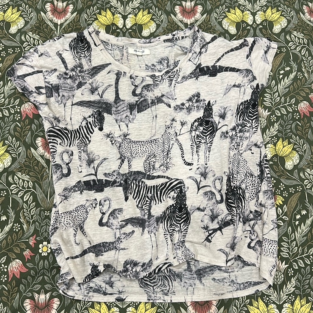 Madewell animal print linen shirt